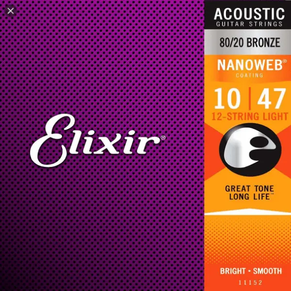 Elixir Acoustic 12-Str Set (.10-.47) 80/20 Bronze w/NANOWEB Coating