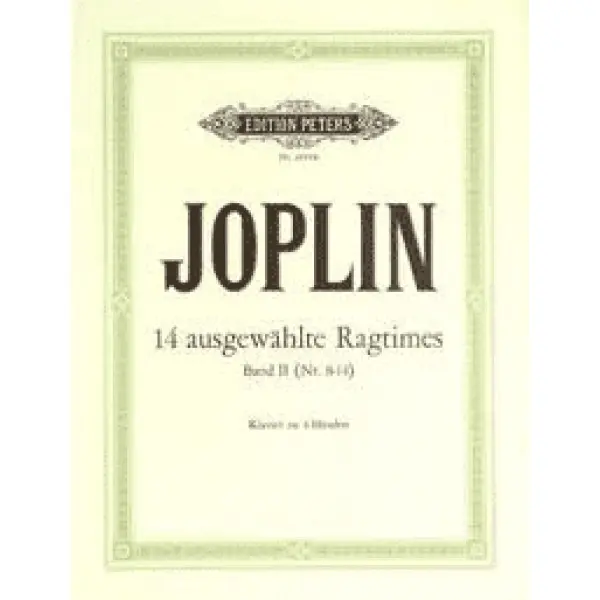 Joplin - 14 Selected Ragtimes for Piano Duet Volume 1, CD Included.