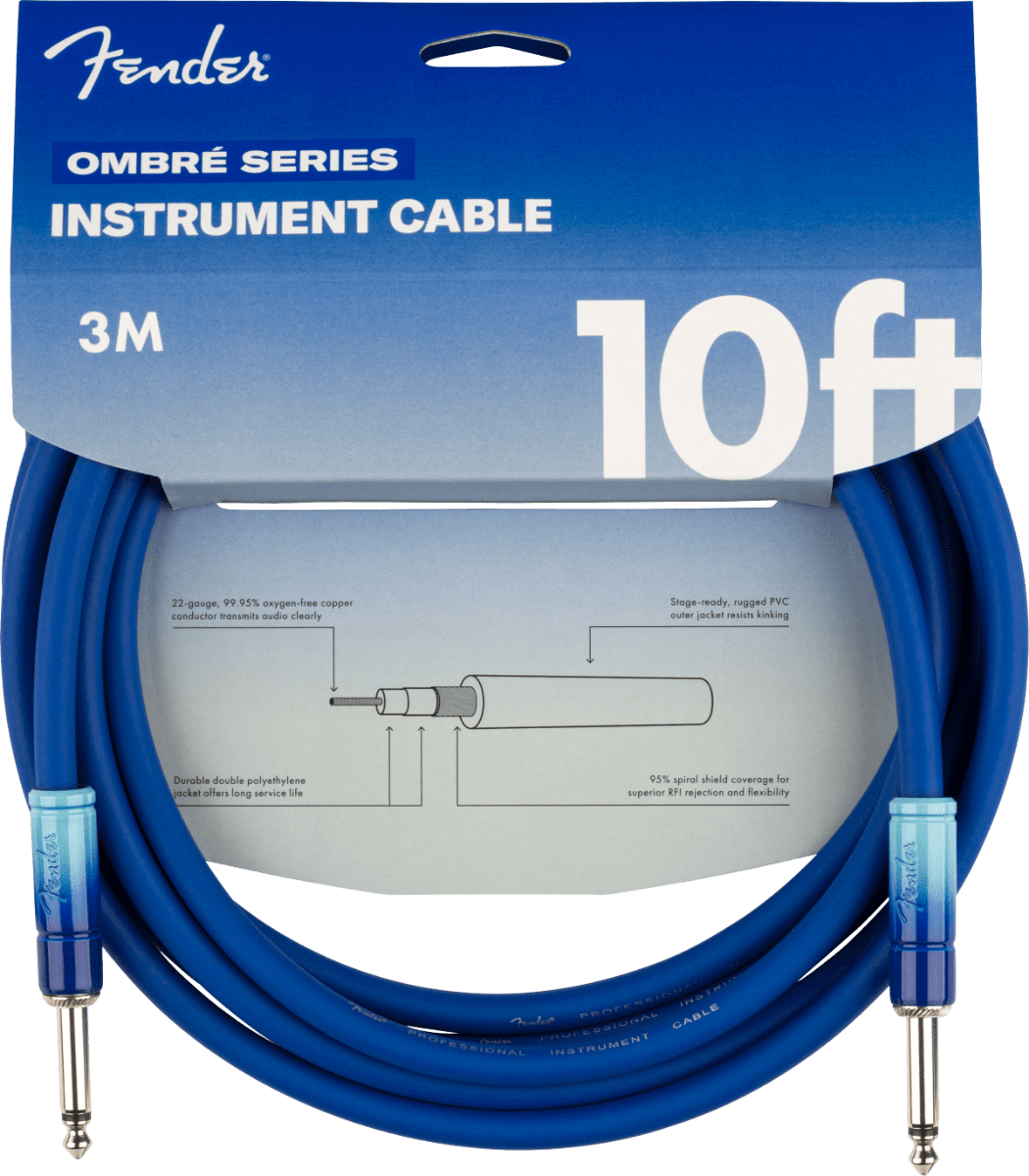 Fender 10' Ombré Instrument Cable - Belair Blue