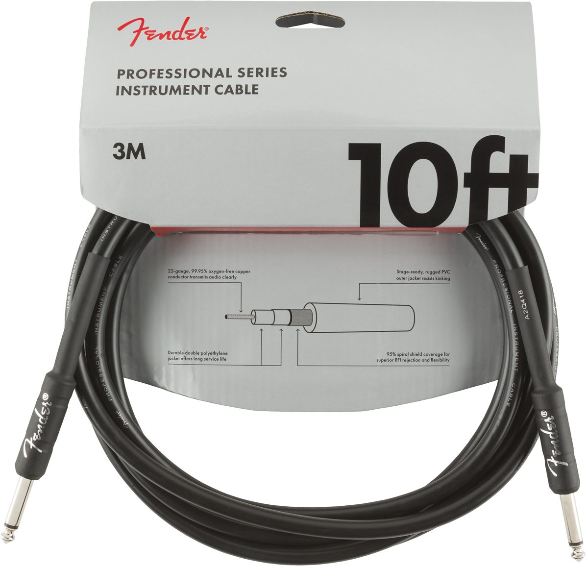 Fender Professional Series 10ft Straight/Straight Jack Instrument Cable