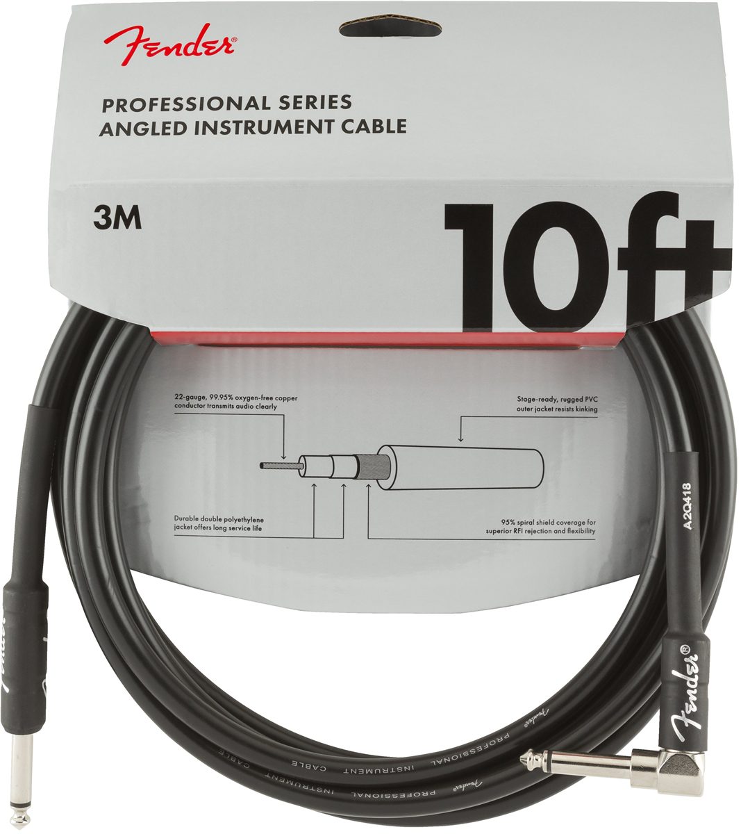 Fender Professional Series 10ft Straight/Angle Jack Instrument Cable