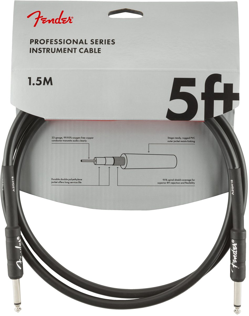 Fender Professional Series 5ft Straight/Straight Jack Instrument Cable