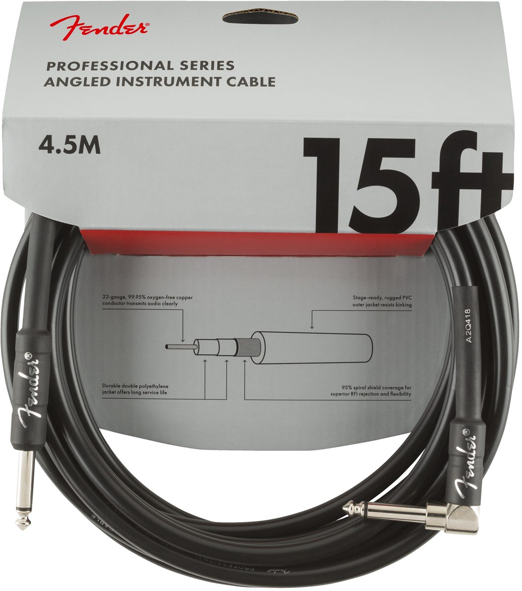 Fender Professional Series 15ft Straight/Angle Jack Instrument Cable