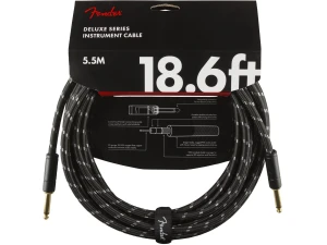 Fender Deluxe Series 18.6ft Straight/Straight Jack Instrument Cable - Black Tweed