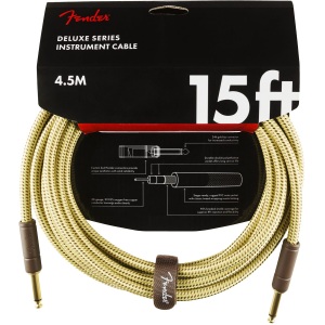 Fender Deluxe Series 15ft Straight/Straight Jack Instrument Cable - Tweed
