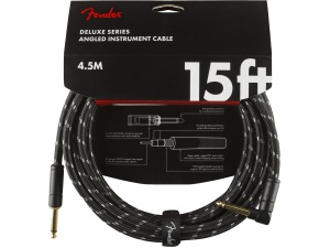 Fender Deluxe Series 15ft Straight/Angle Jack Instrument Cable - Black Tweed