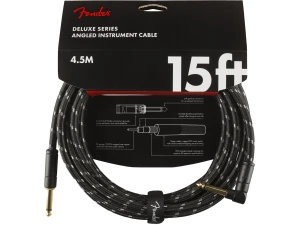 Fender Deluxe Series 15ft Straight/Angle Jack Instrument Cable - Black Tweed