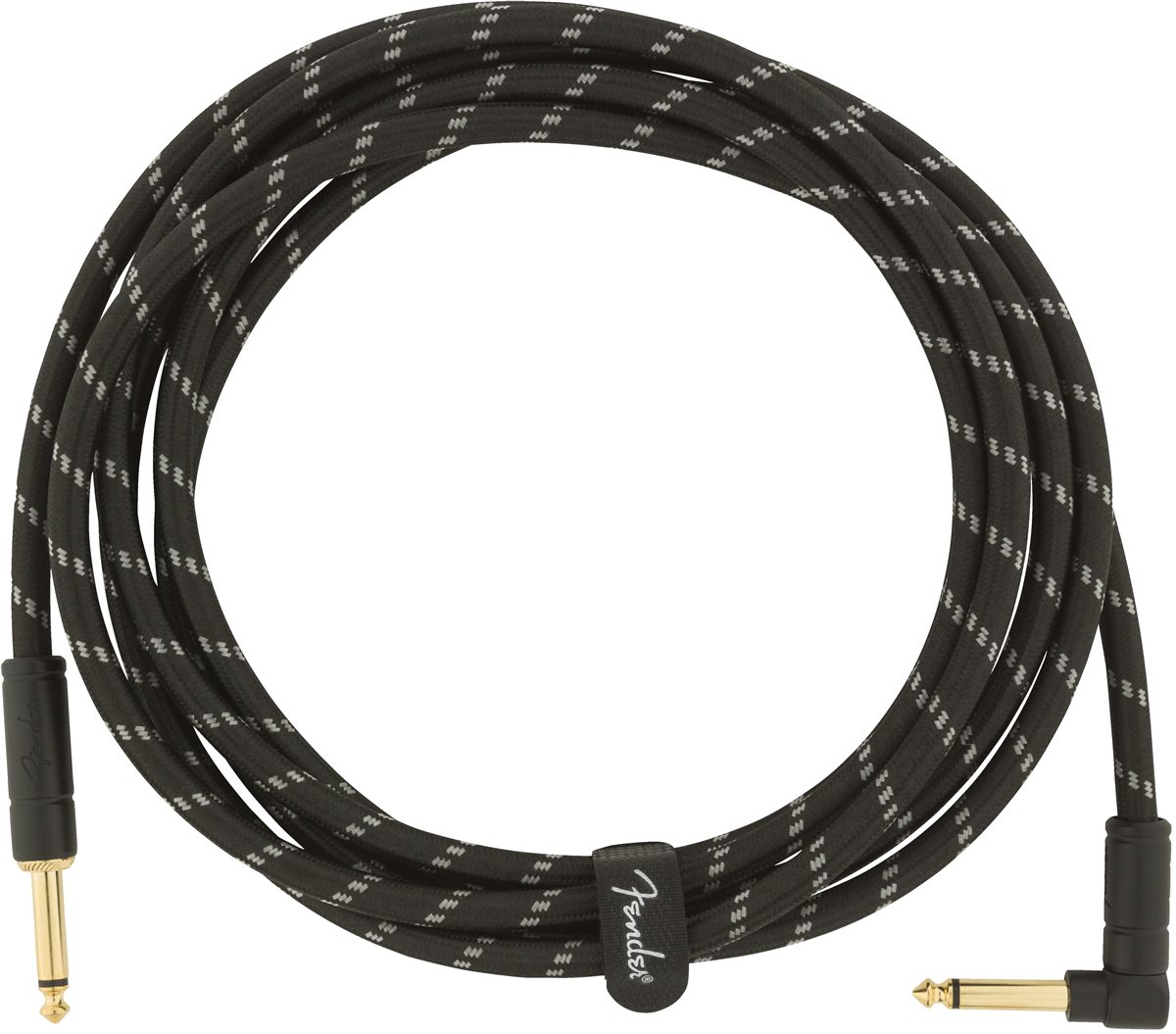 Fender Deluxe Series 10ft Straight/Angle Jack Instrument Cable - Black Tweed - Image 3