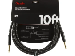 Fender Deluxe Series 10ft Straight/Straight Jack Instrument Cable - Black Tweed