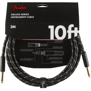 Fender Deluxe Series 10ft Straight/Straight Jack Instrument Cable - Black Tweed