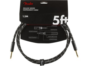 Fender Deluxe Series 5ft Straight/Straight Jack Instrument Cable - Black Tweed