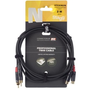 Stagg 1M Twin RCA Cable M/F Mono/Mono
