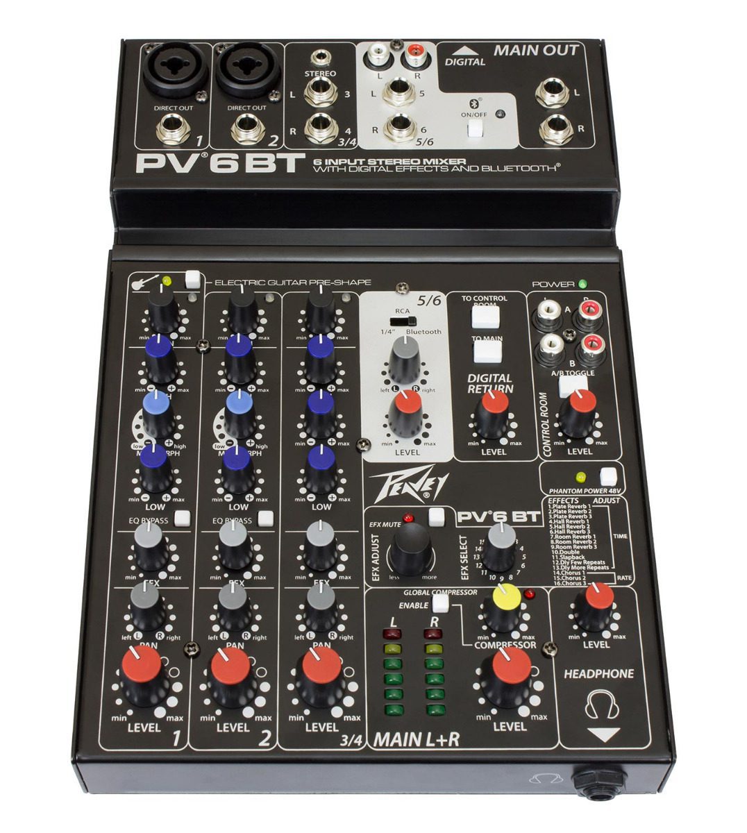 Peavey PV6BT 6-Channel Compact Mixer with Bluetooth