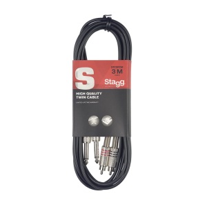Stagg 3M Twin Cable Jack/RCA (M/M) Mono/Mono