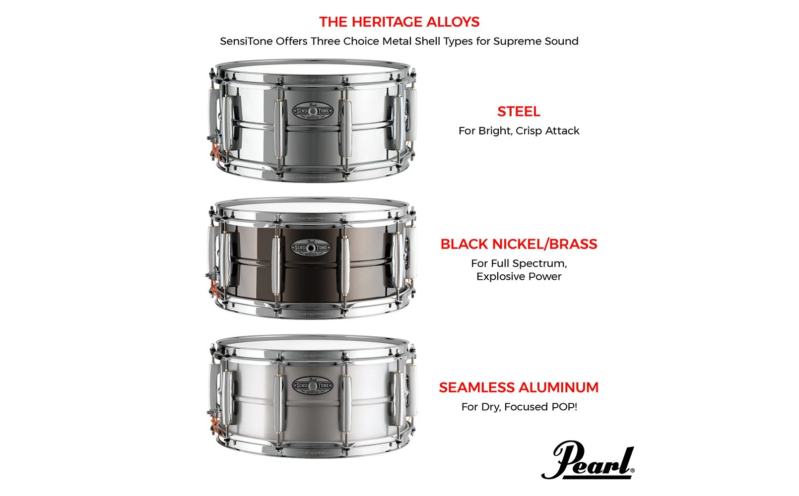 Pearl Sensitone Heritage Steel 14 x 6.5 - STH1465S - Image 4