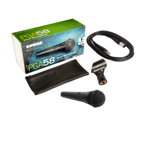 Shure PGA58 Kit Vocal Microphone w/Stand + XLR-XLR Cabe