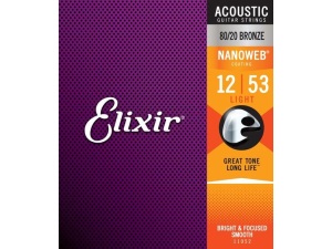 Elixir Light (.12-.53) 80/20 Bronze w/NANOWEB Coating