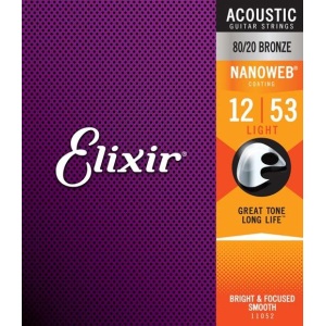 Elixir Light (.12-.53) 80/20 Bronze w/NANOWEB Coating