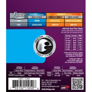 Elixir Custom Light (.11-.52) 80/20 Bronze w/POLYWEB Coating