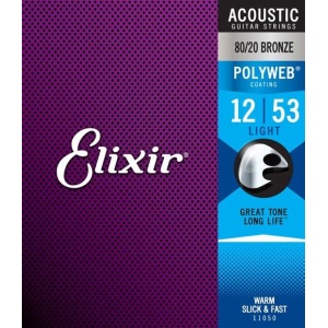 Elixir Light (.12-.53) 80/20 Bronze w/POLYWEB Coating