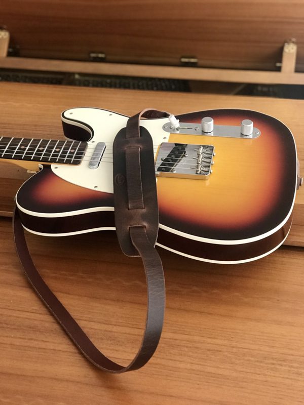 Liam's Adjustable Leather Vintage Style Guitar Strap - Black - Image 2