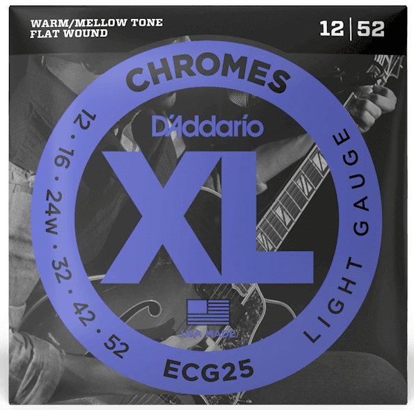 D'addario ECG25 Chromes Flat Wound, Light, 12-52