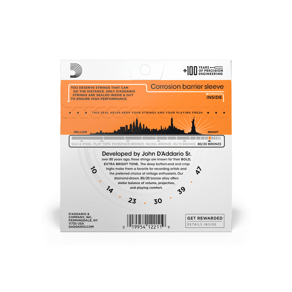D'addario EJ10 80/20 (.10-.47) Acoustic Extra Light - Image 2