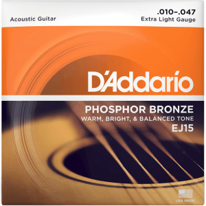D'addario EJ15 Phosphor Bronze (.10-.47) Acoustic Extra Light