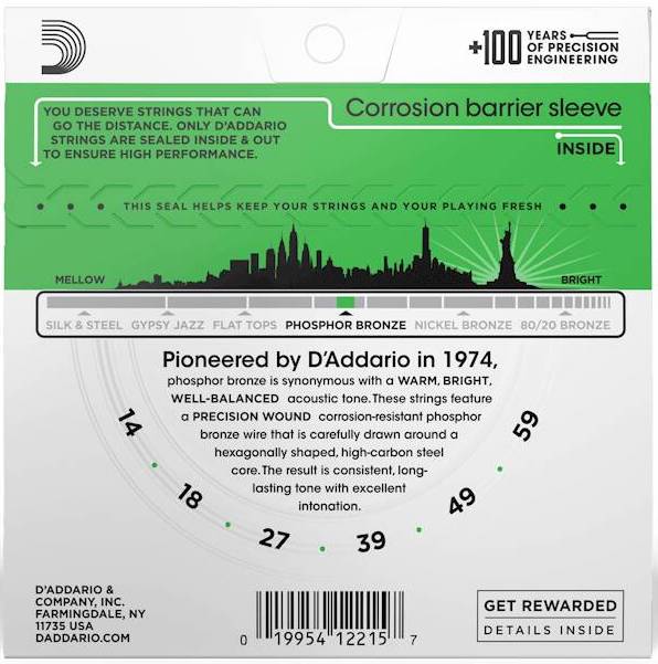 D'addario EJ18 Phosphor Bronze (.14 - .59) Acoustic Heavy - Image 3