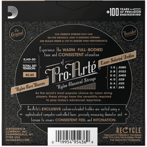 D'addario EJ45-3D Pro-Arte Nylon 3-Pack - Normal Tension