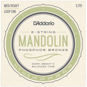 D'addario EJ75 PB Mandolin (.11.5-.41) Medium/Light - Loop End