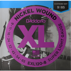D'addario EXL120-8 Nickel 8 String (.09-.65) Regular Light
