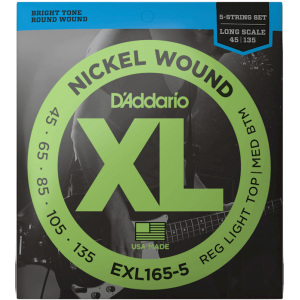 D'addario EXL165-5 Nickel (.45-.135) Custom light 5 String - Long Scale