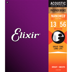 Elixir Medium (.13-.56) Acoustic Phosphor Bronze w/NANOWEB Coating