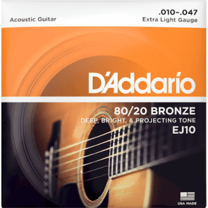 D'addario EJ10 80/20 (.10-.47) Acoustic Extra Light