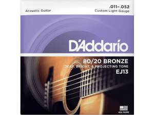 D'addario EJ13 80/20 (.11-.52) Acoustic Custom Light