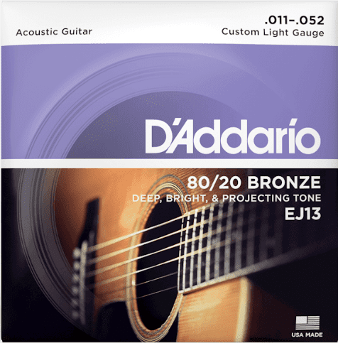 D'addario EJ13 80/20 (.11-.52) Acoustic Custom Light