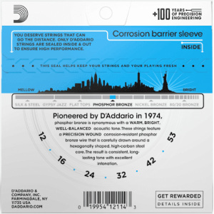 D'addario EJ16 Phosphor Bronze (.12-.53) Acoustic Light
