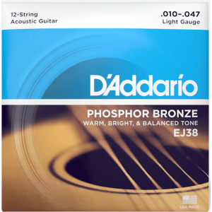 D'addario EJ38 12 String Set Phosphor Bronze .10-.47