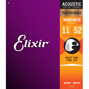 Elixir Custom Light (.11-.52) Acoustic Phosphor Bronze w/NANOWEB Coating