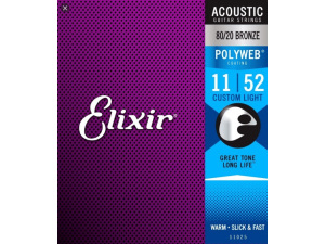 Elixir Custom Light (.11-.52) 80/20 Bronze w/POLYWEB Coating