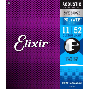 Elixir Custom Light (.11-.52) 80/20 Bronze w/POLYWEB Coating