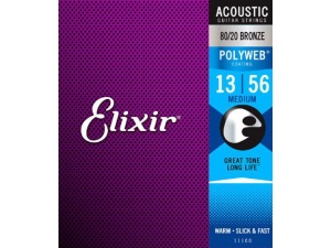 Elixir Medium (.13-.56) 80/20 Bronze w/POLYWEB Coating