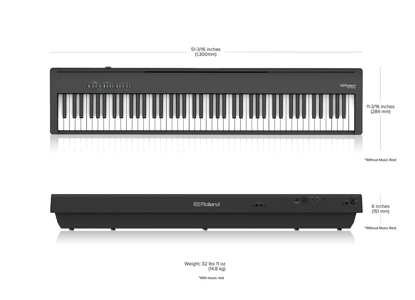 Roland FP-30X BK Digital/Stage Piano + Double Braced Keyboard Stand - Image 4