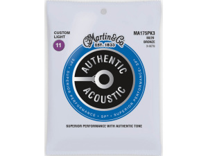 Martin 3-Pack Authentic Acoustic SP Custom Light .11-.52 - 80/20 Bronze