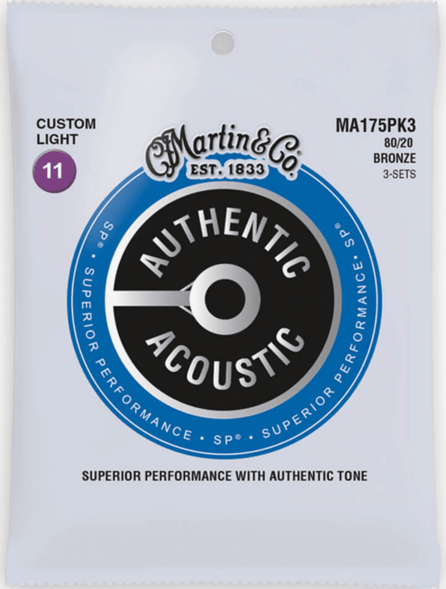 Martin 3-Pack Authentic Acoustic SP Custom Light .11-.52 - 80/20 Bronze