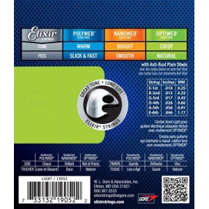 Elixir Custom Light (.009-.46) Nickel Plated Steel w/OPTIWEB Coating