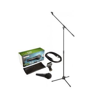 Shure PGA58 Kit Vocal Microphone w/Stand + XLR-XLR Cabe