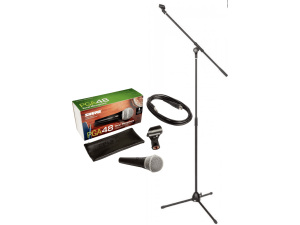 Shure PGA48 Vocal Microphone w/Stand + XLR-Jack Cable