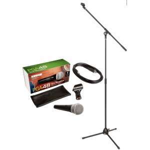 Shure PGA48 Vocal Microphone w/Stand + XLR-Jack Cable